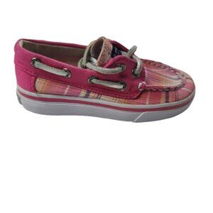 Sperry Girls Top-Sider Bahama Pink Plaid Shoes Size 7